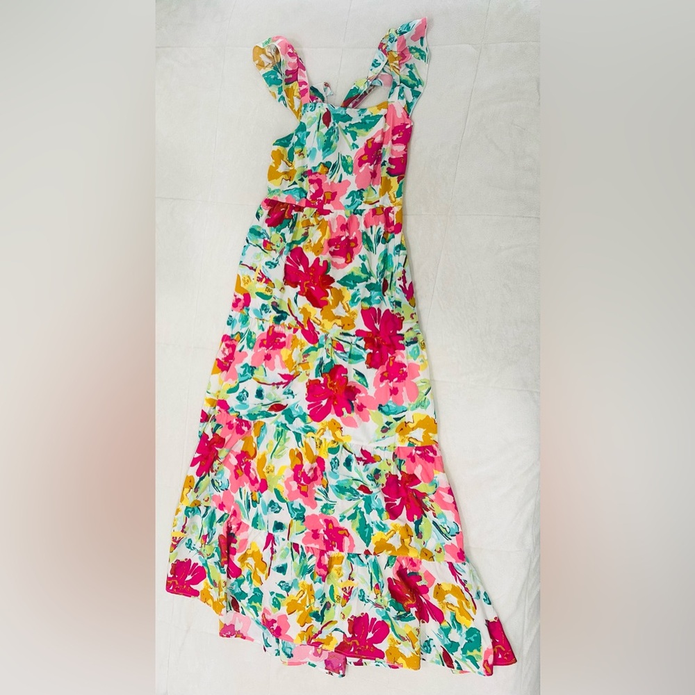 SHEIN Floral Maxi Dress - Pink, Green, Yellow